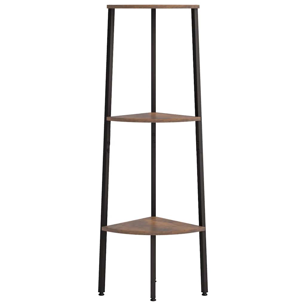 Kutna polica s 3 razine Tamnosmeđa-crna 45,5x31,5x120 cm