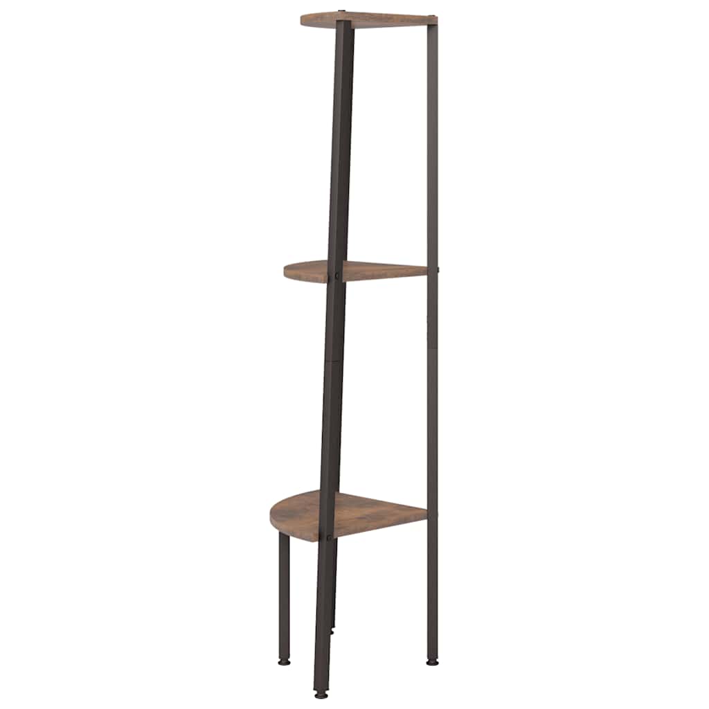 Kutna polica s 3 razine Tamnosmeđa-crna 45,5x31,5x120 cm