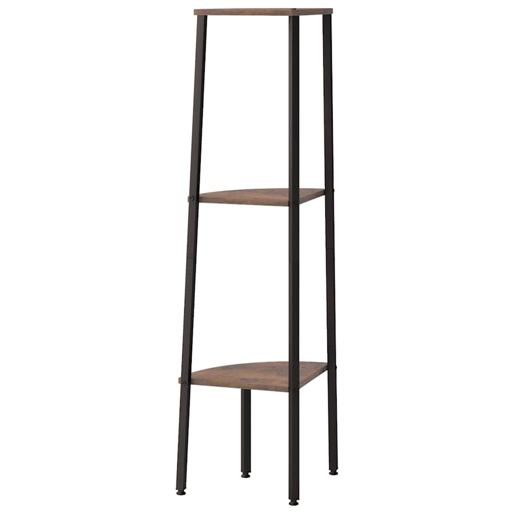 Kutna polica s 3 razine Tamnosmeđa-crna 45,5x31,5x120 cm