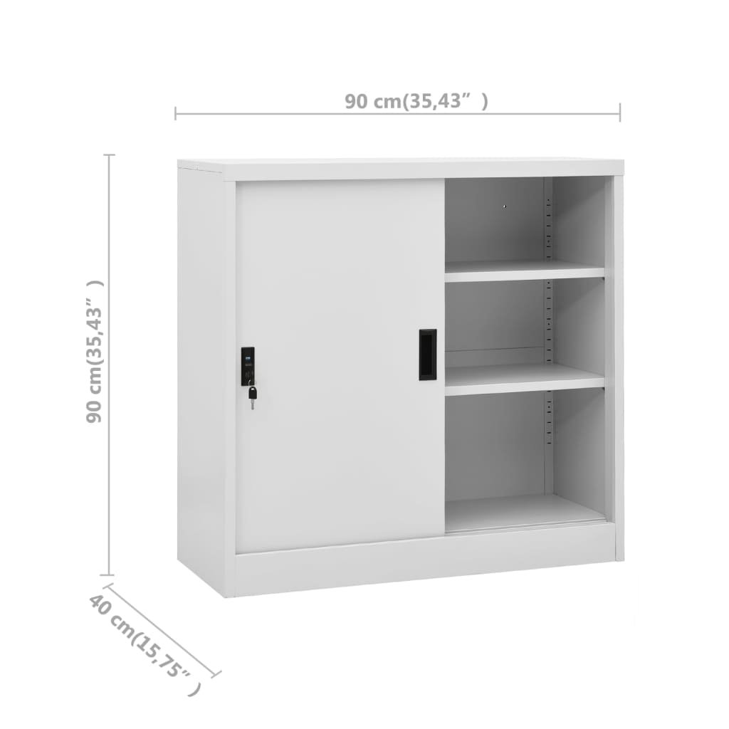 Uredski ormarić s kliznim vratima svjetlosivi 90x40x90 cm čelik