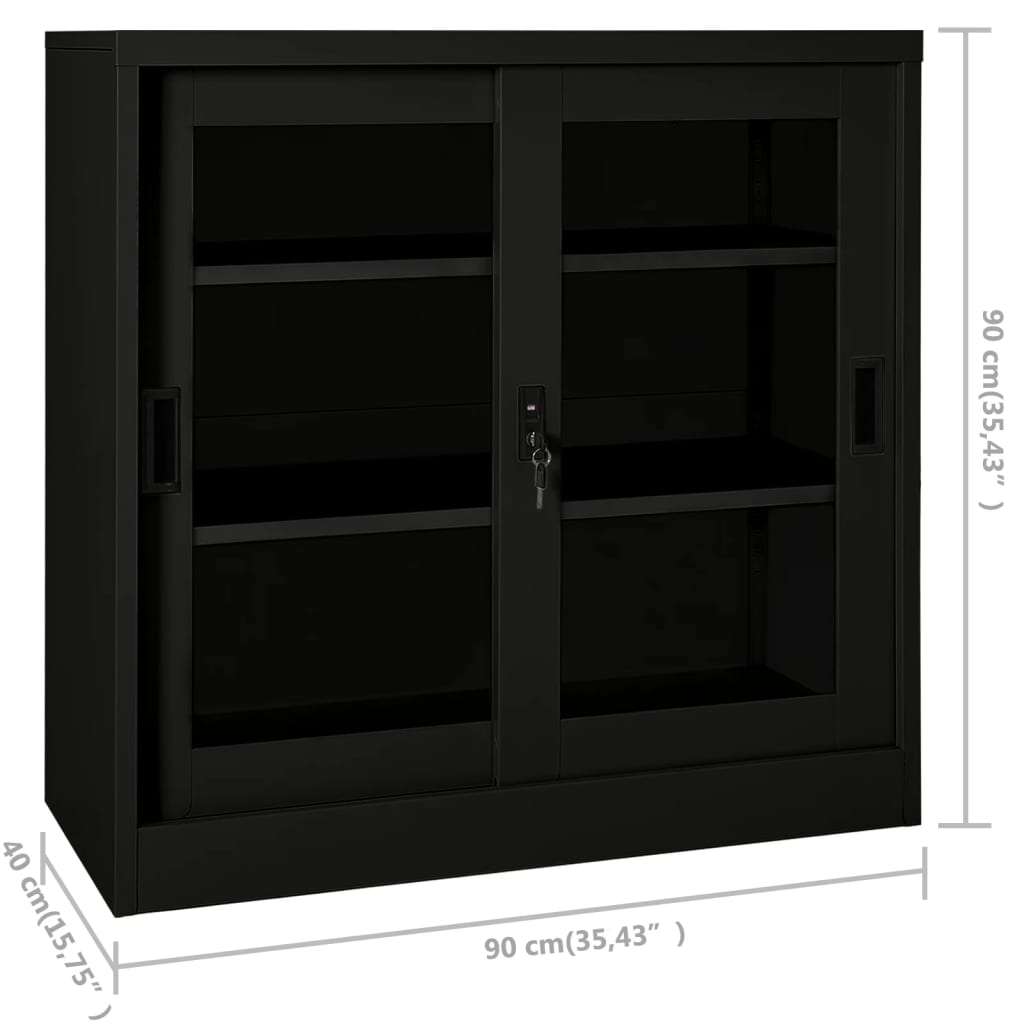 Ormarić s kliznim vratima crni 90 x 40 x 90 cm čelični
