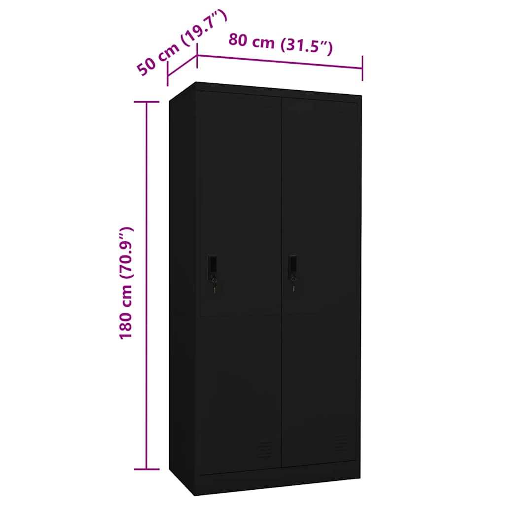 Ormar crni 80 x 50 x 180 cm čelični