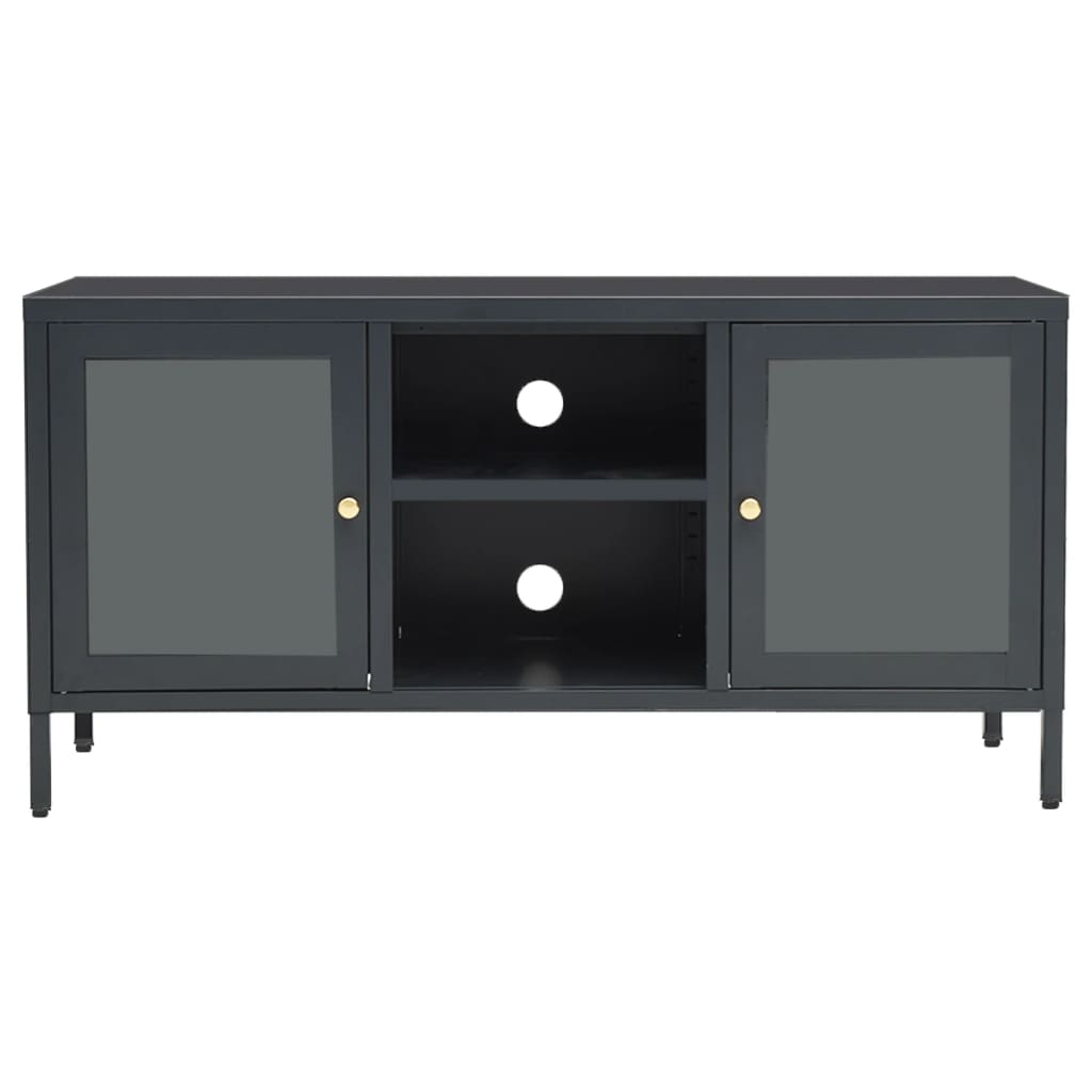 TV ormarić antracit 105 x 35 x 52 cm od čelika i stakla