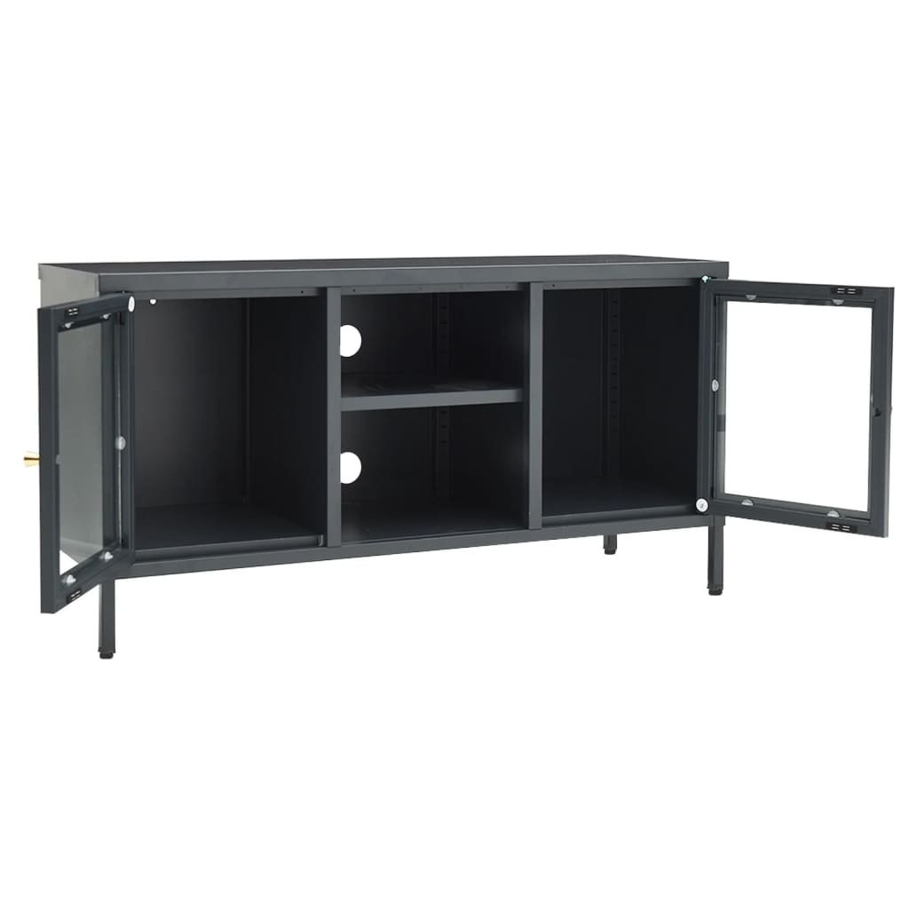 TV ormarić antracit 105 x 35 x 52 cm od čelika i stakla