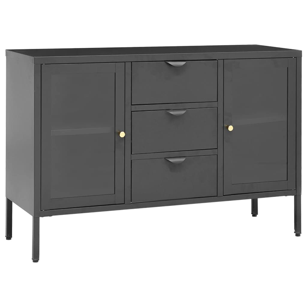 Komoda antracit 105 x 35 x 70 cm od čelika i kaljenog stakla