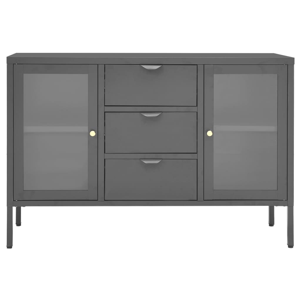 Komoda antracit 105 x 35 x 70 cm od čelika i kaljenog stakla