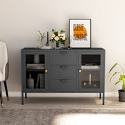 Komoda antracit 105 x 35 x 70 cm od čelika i kaljenog stakla