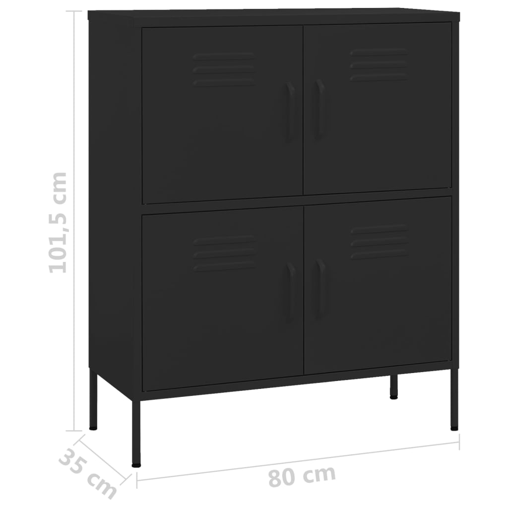 Ormarić za pohranu crni 80 x 35 x 101,5 cm čelični