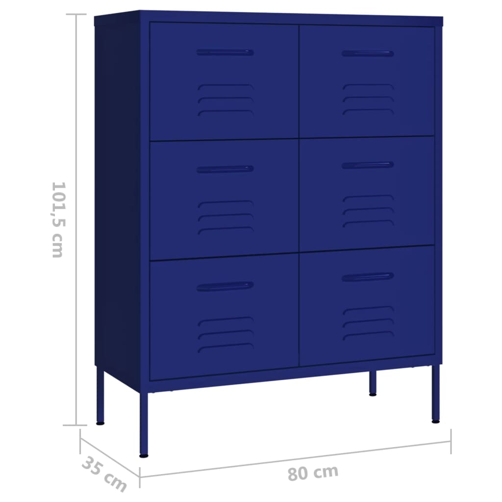 Ormarić s ladicama modri 80 x 35 x 101,5 cm čelični