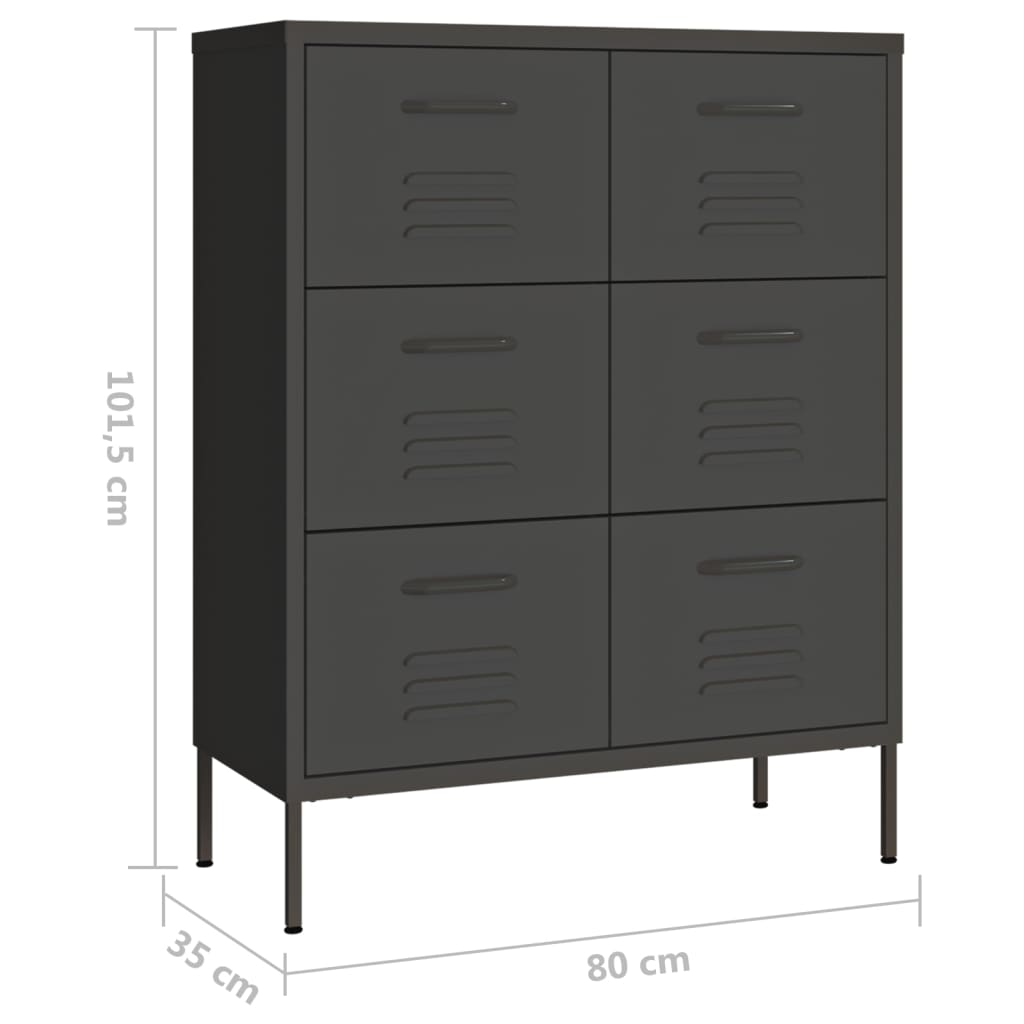 Ladičar antracit 80 x 35 x 101,5 cm čelični