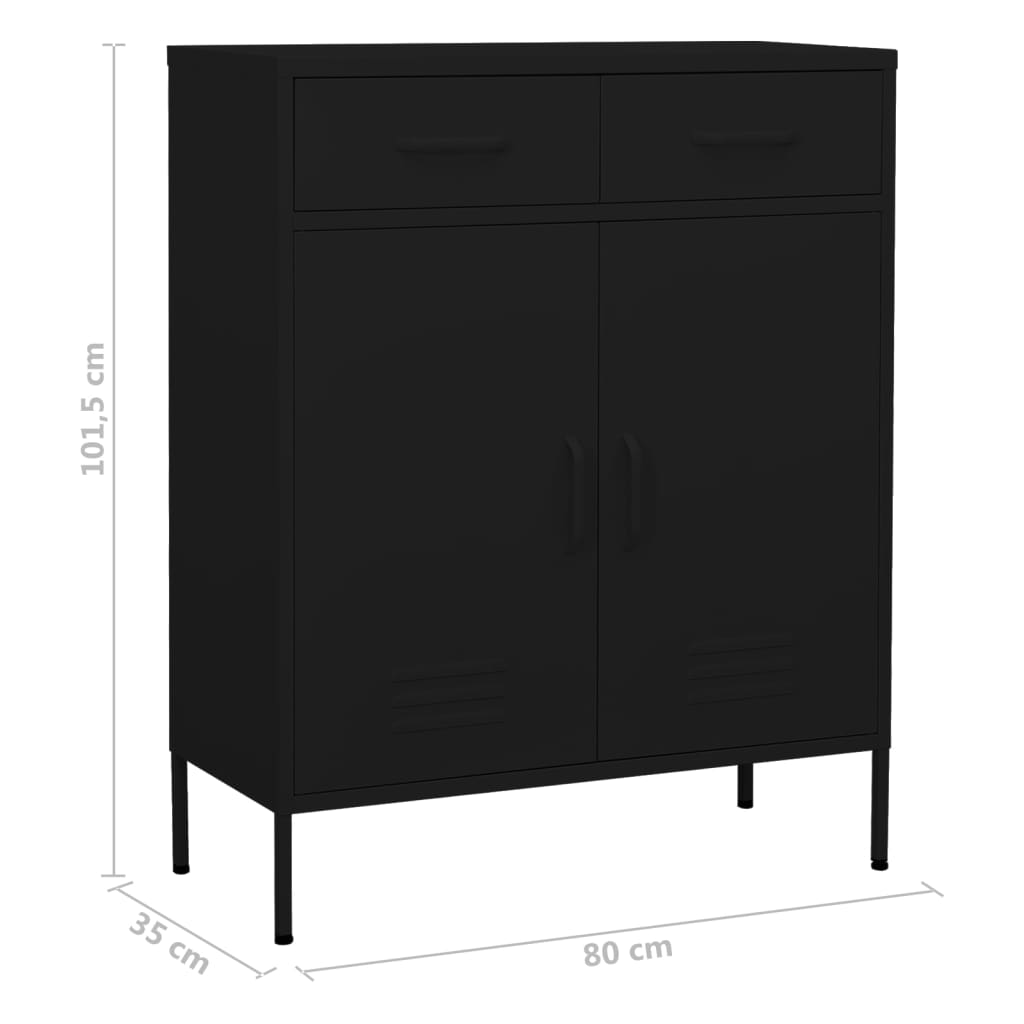 Ormarić za pohranu crni 80 x 35 x 101,5 cm čelični