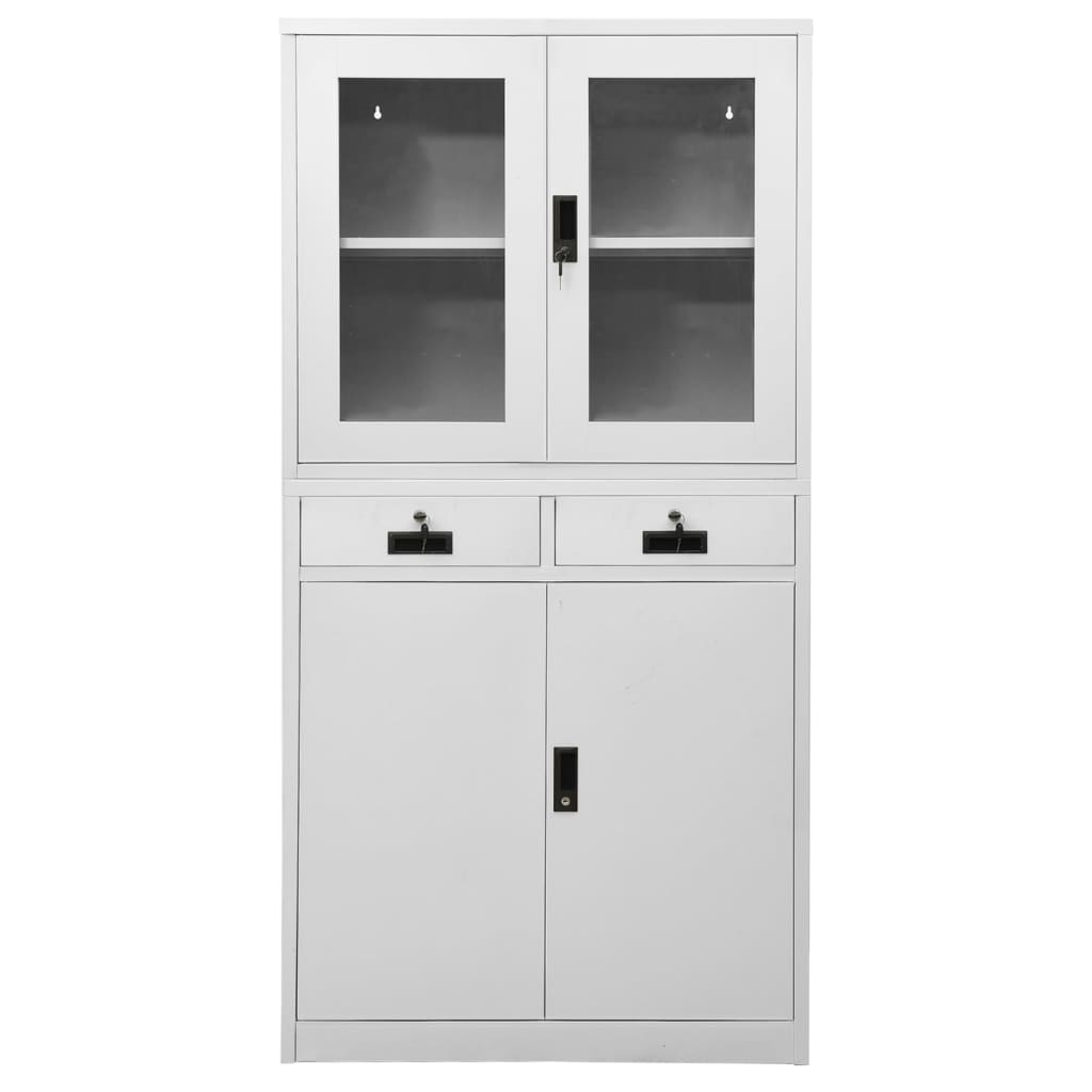 Uredski ormarić svjetlosivi 90x40x180 cm čelik i kaljeno staklo