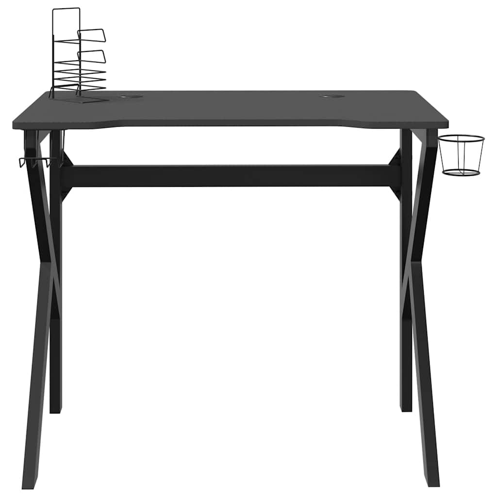 Igraći stol s nogama u oblika slova K crni 90 x 60 x 75 cm