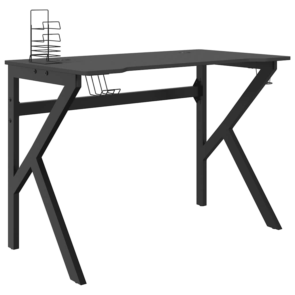 Igraći stol s nogama u oblika slova K crni 110 x 60 x 75 cm