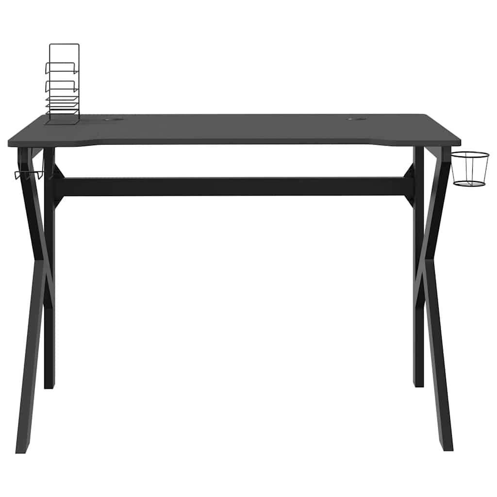 Igraći stol s nogama u oblika slova K crni 110 x 60 x 75 cm