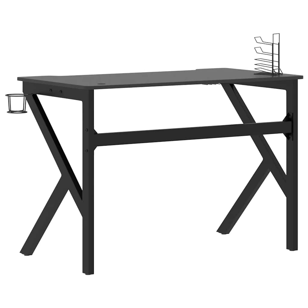 Igraći stol s nogama u oblika slova K crni 110 x 60 x 75 cm