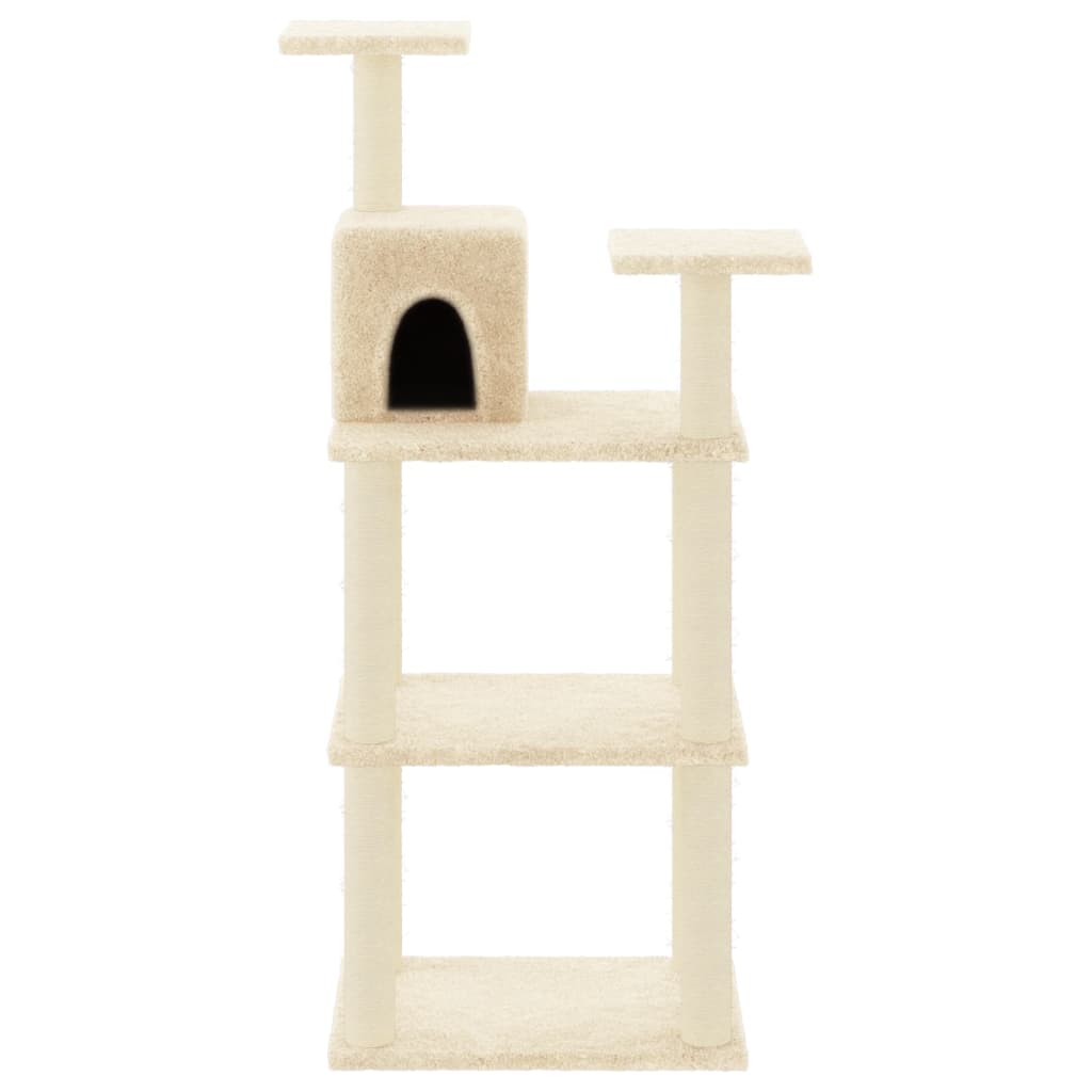 Penjalica za mačke sa stupovima za grebanje krem 118,5 cm