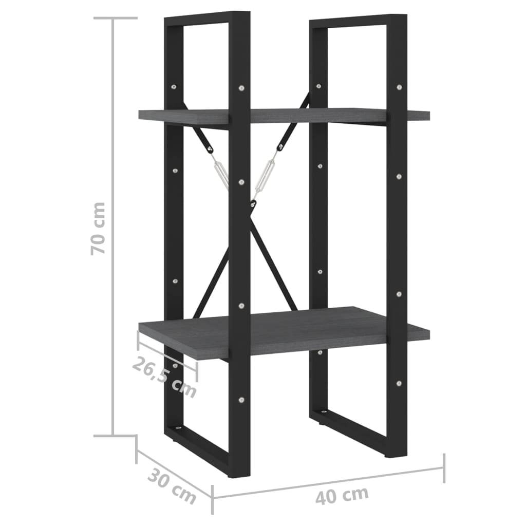 Ormarić za knjige s 2 razine sivi 40 x 30 x 70 cm od borovine