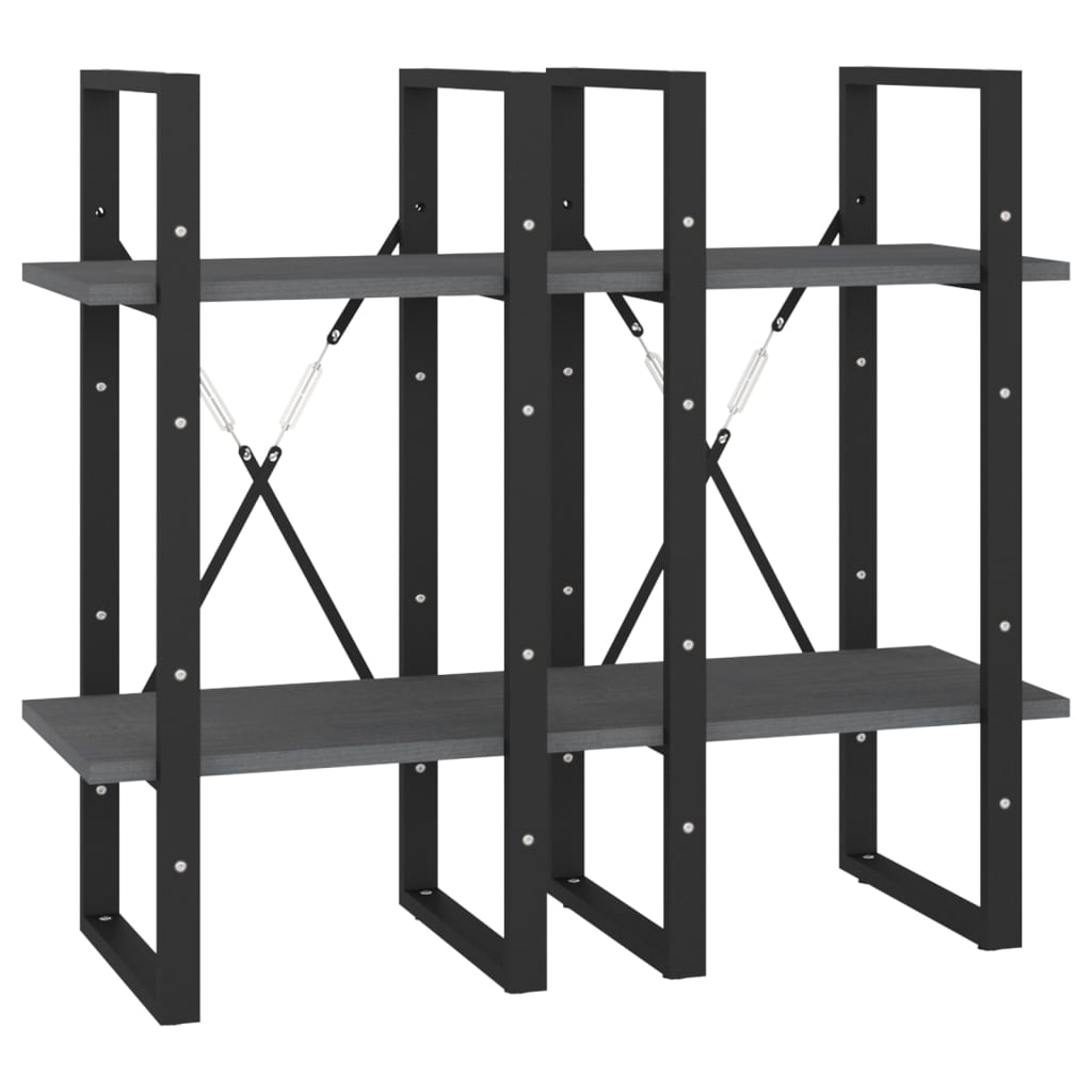 Ormarić za knjige s 4 razine sivi 40x30x140 cm masivna borovina