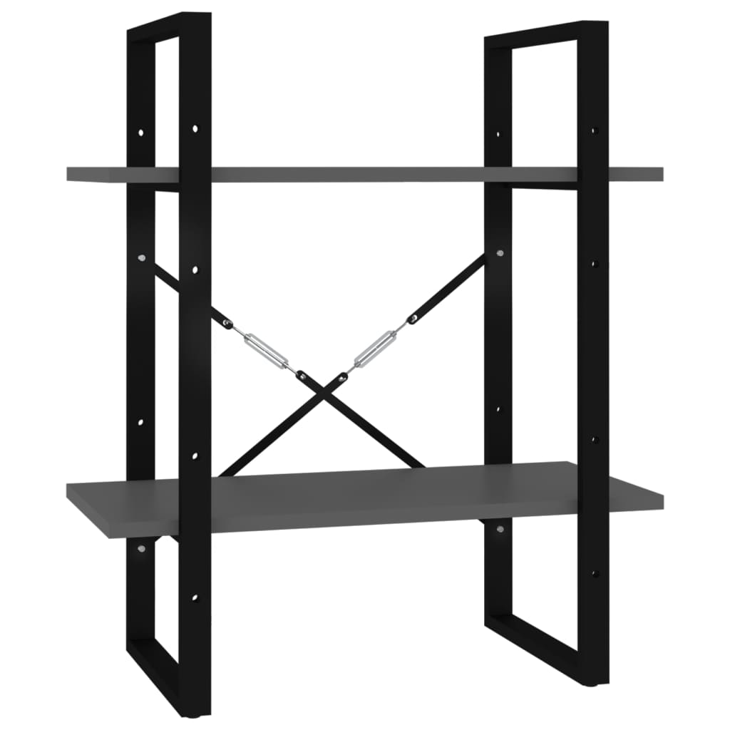 Ormarić za knjige s 2 razine sivi 60x30x70 cm konstruirano drvo