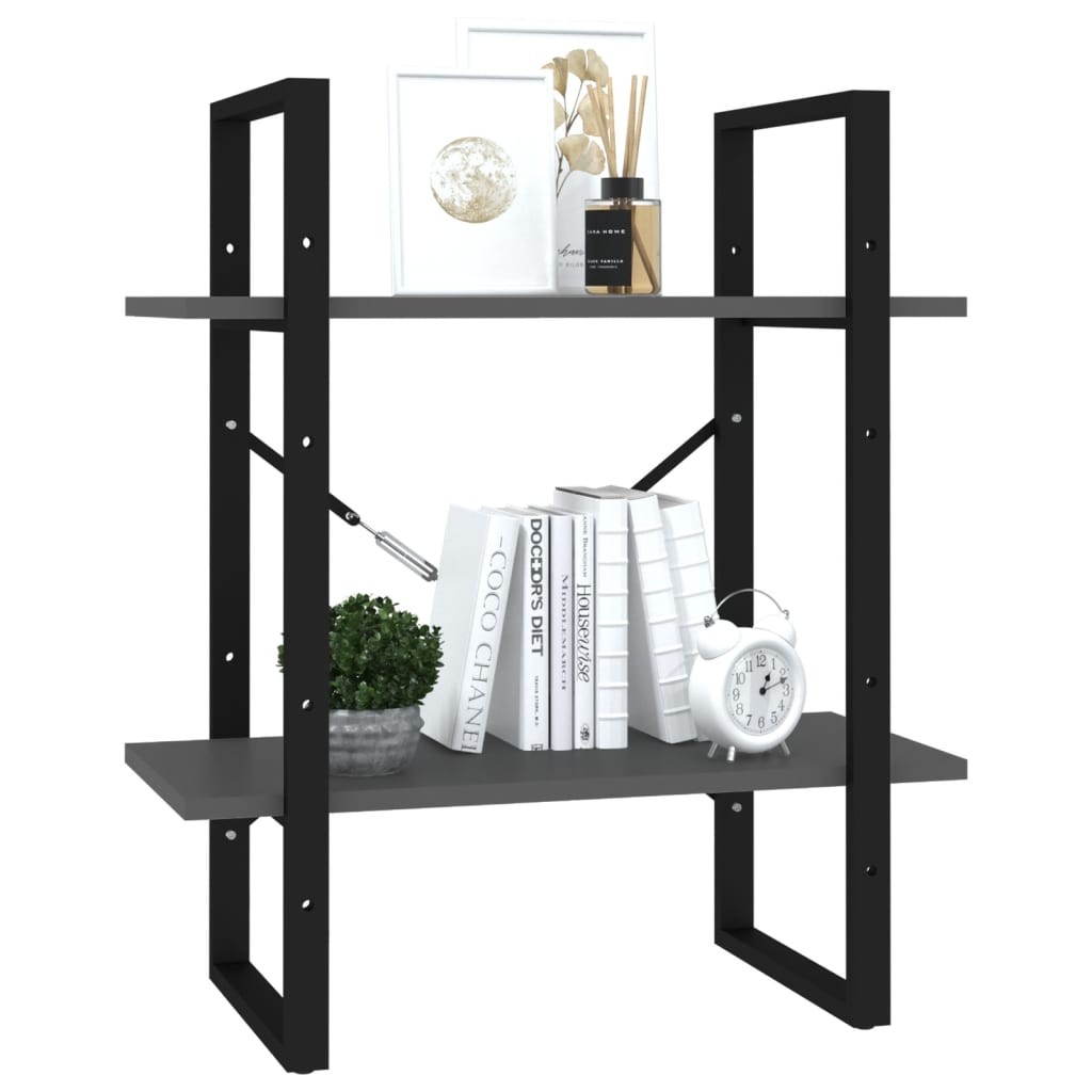 Ormarić za knjige s 2 razine sivi 60x30x70 cm konstruirano drvo