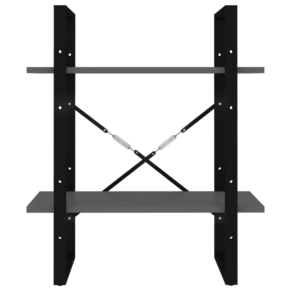 Ormarić za knjige s 2 razine sivi 60x30x70 cm konstruirano drvo