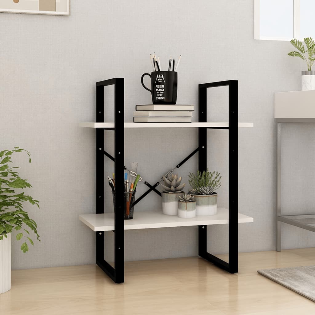 Ormarić za knjige s 2 razine bijeli 60x30x70cm masivna borovina