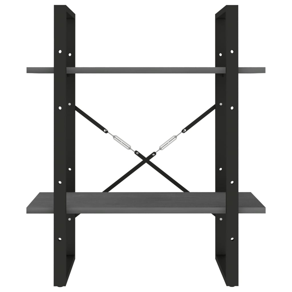 Ormarić za knjige s 2 razine sivi 60x30x70 cm masivna borovina