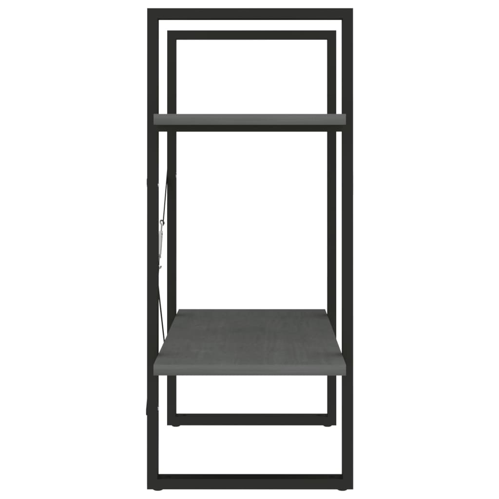 Ormarić za knjige s 2 razine sivi 60x30x70 cm masivna borovina
