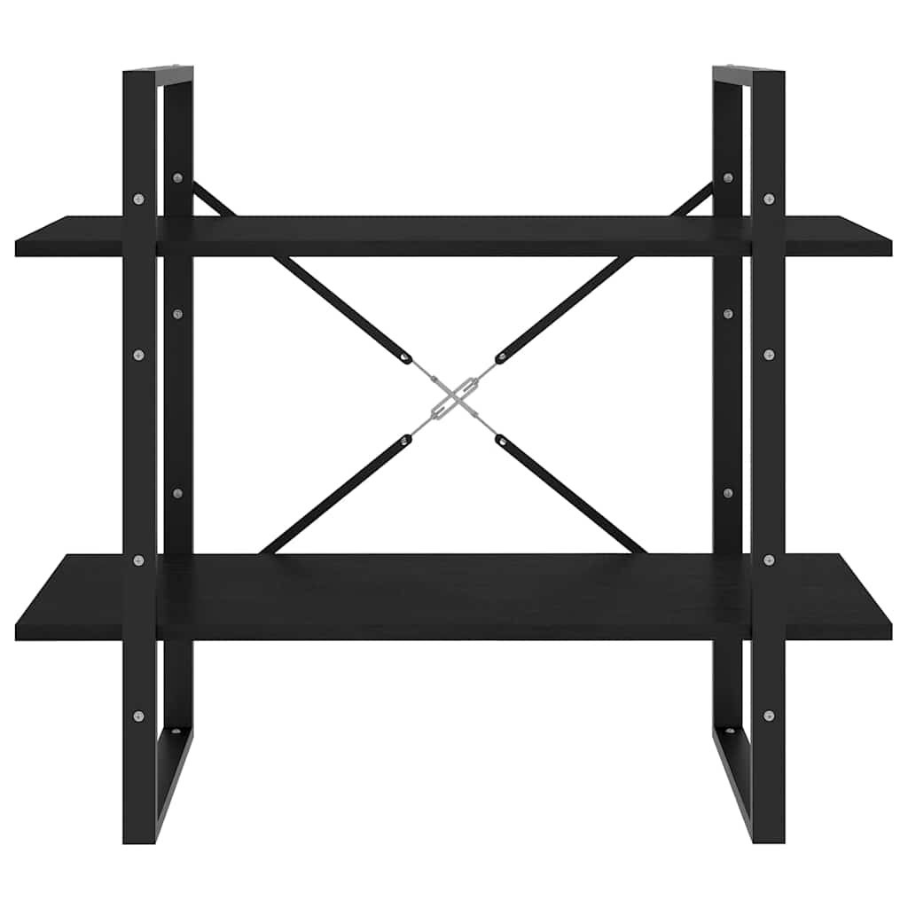 Ormarić za knjige s 2 razine crni 80x30x70 cm masivna borovina