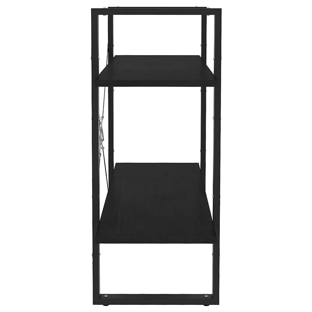 Ormarić za knjige s 2 razine crni 80x30x70 cm masivna borovina