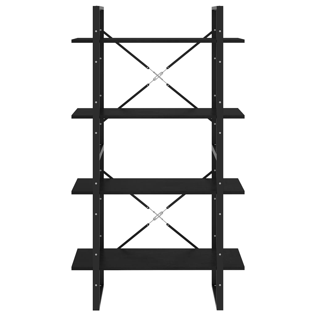 Ormarić za knjige s 4 razine crni 80x30x140 cm masivna borovina