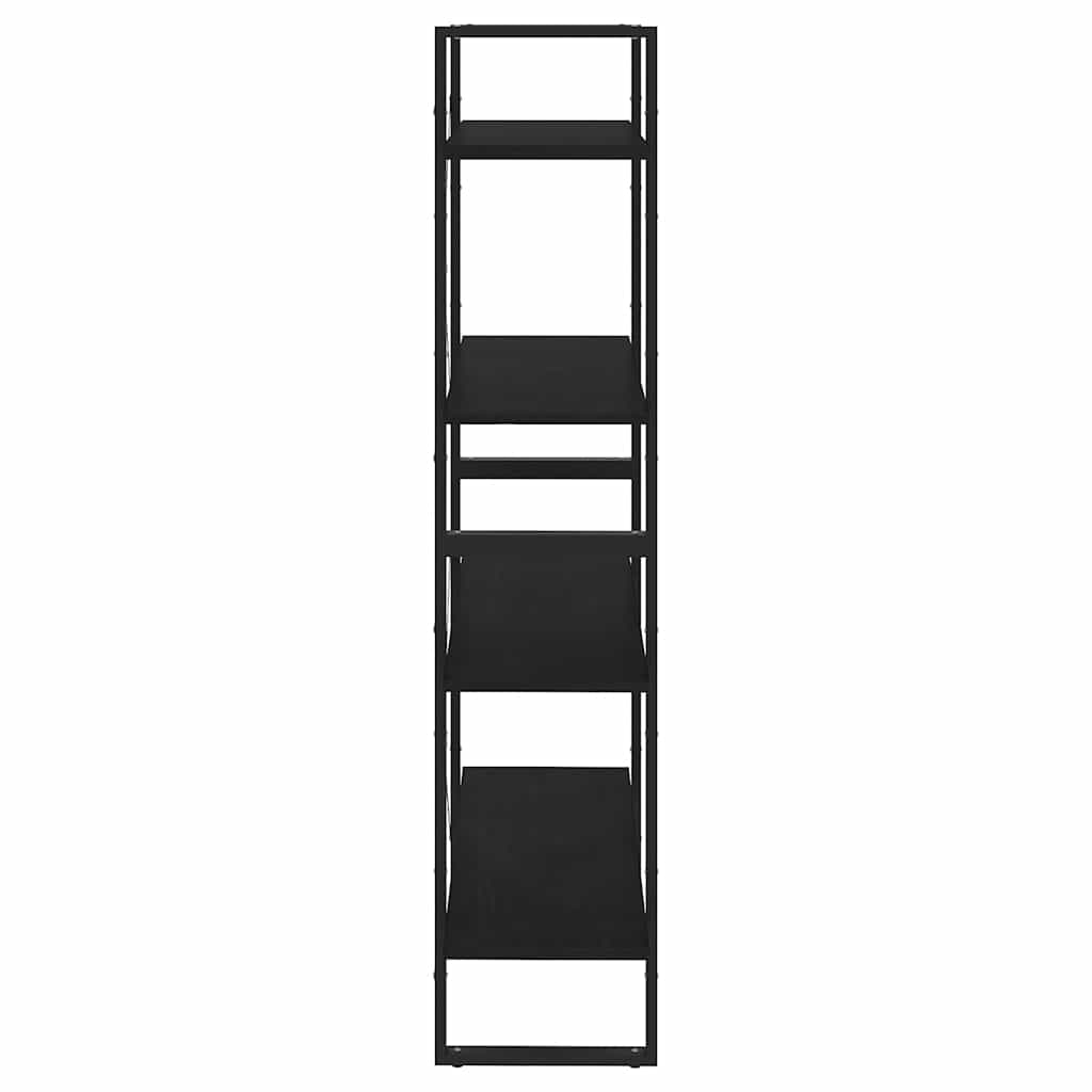 Ormarić za knjige s 4 razine crni 80x30x140 cm masivna borovina