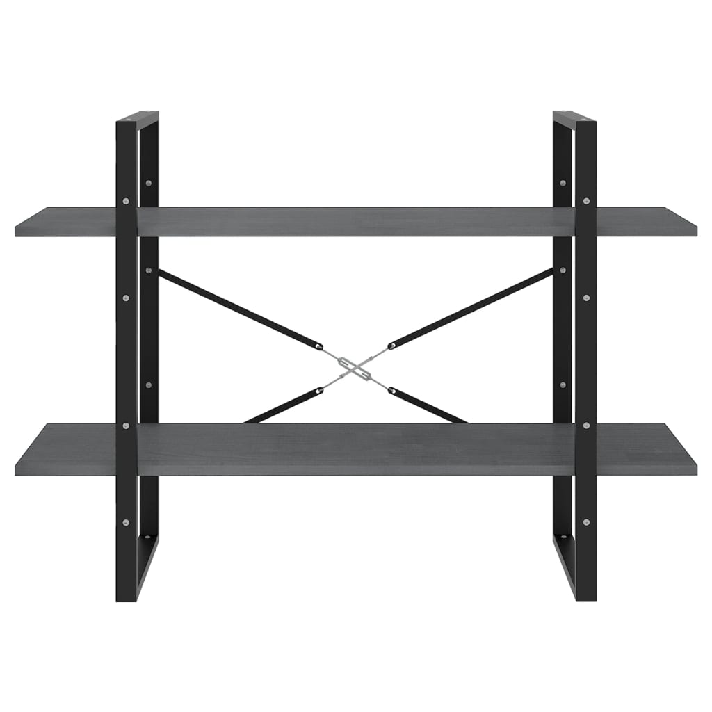 Ormarić za knjige s 2 razine sivi 100 x 30 x 70 cm od borovine