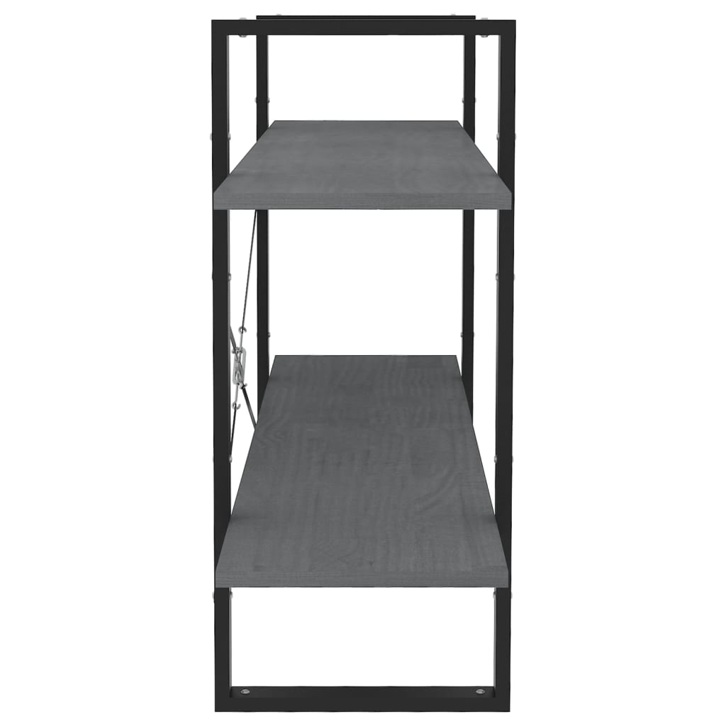 Ormarić za knjige s 2 razine sivi 100 x 30 x 70 cm od borovine