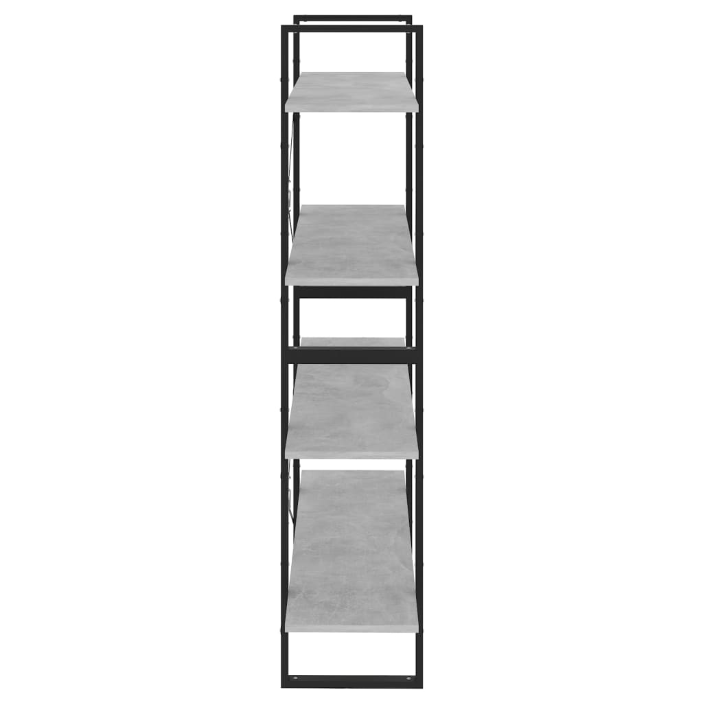 Ormarić za knjige s 4 razine boja betona 100x30x140 cm drveni