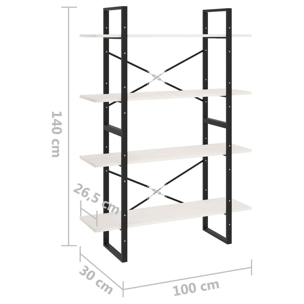 Ormarić za knjige s 4 razine bijeli 100x30x140 cm od borovine