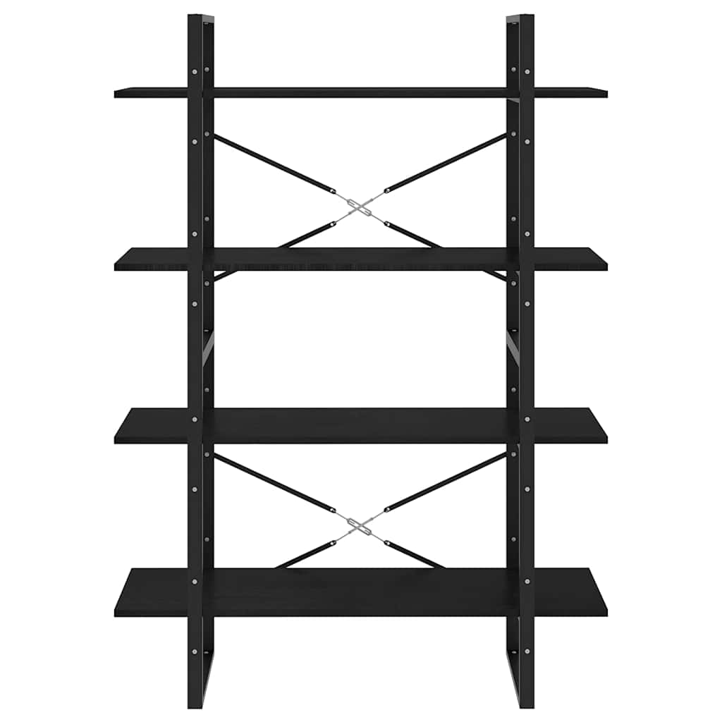 Ormarić za knjige s 4 razine crni 100 x 30 x 140 cm od borovine