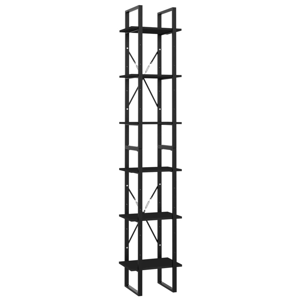Ormarić za knjige 6 razina crni 40x30x210 cm konstruirano drvo