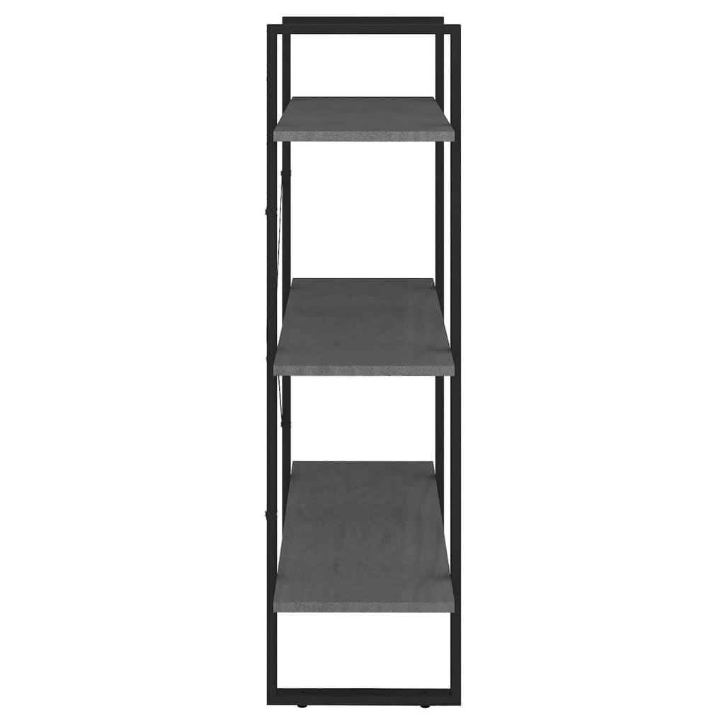 Ormarić za knjige s 3 razine sivi 80x30x105 cm masivna borovina