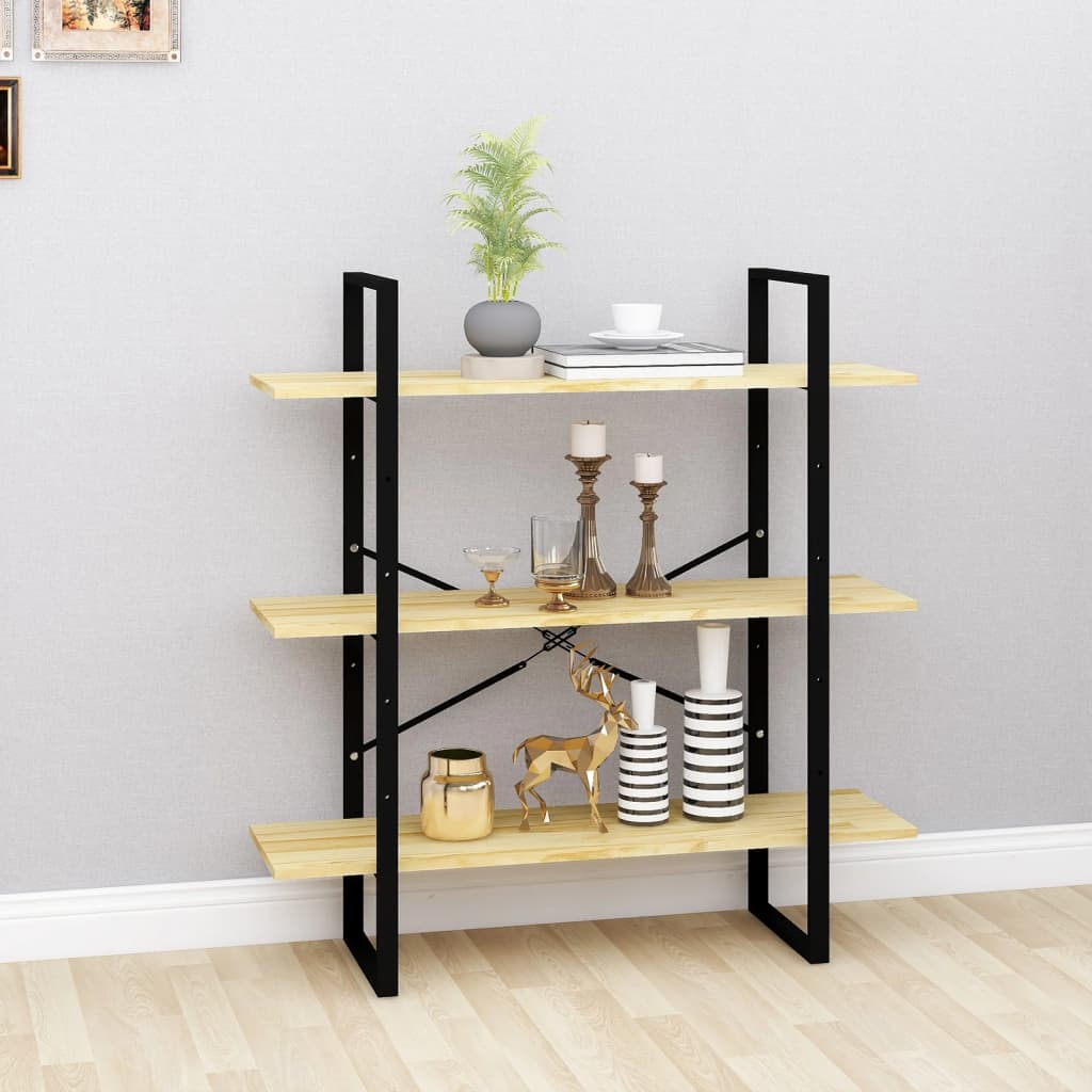 Ormarić za knjige s 3 razine 100 x 30 x 105 cm masivna borovina