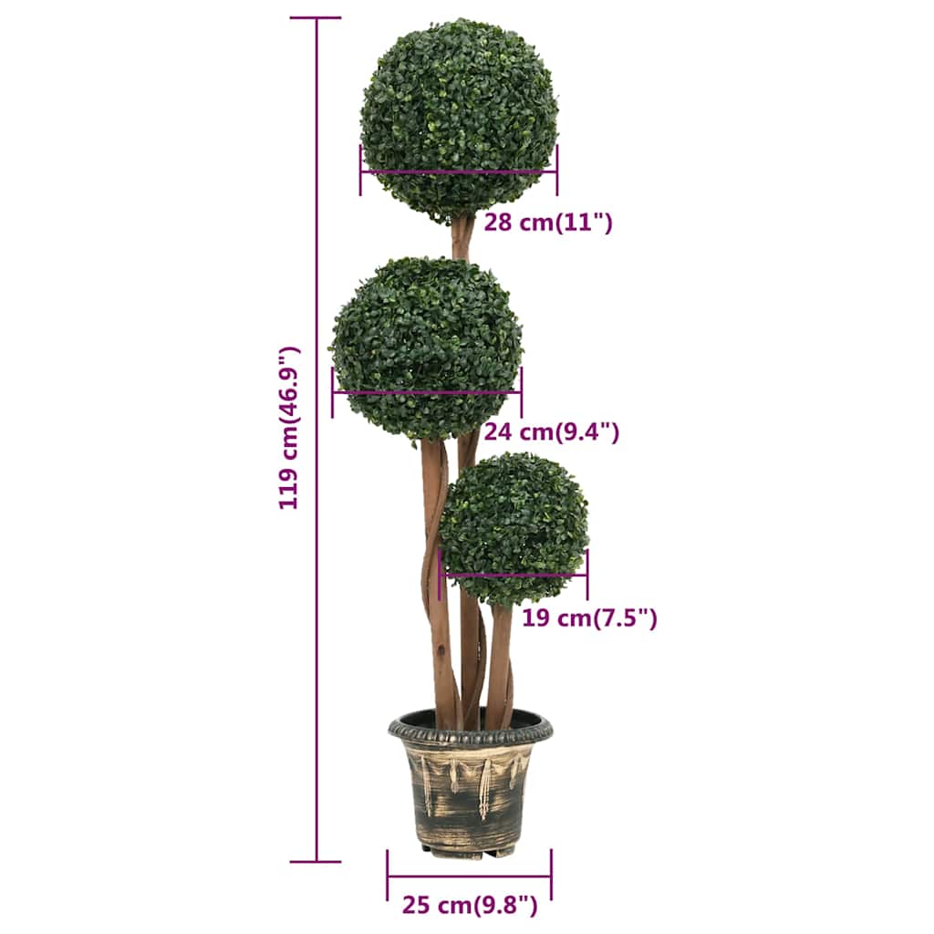 Umjetni šimšir u obliku kugle s posudom zeleni 119 cm