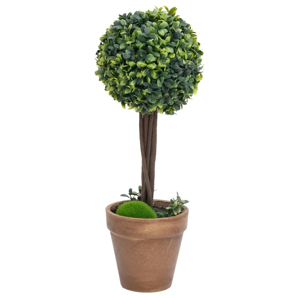 Umjetni šimširi s posudama 2 kom u obliku kugle zeleni 41 cm