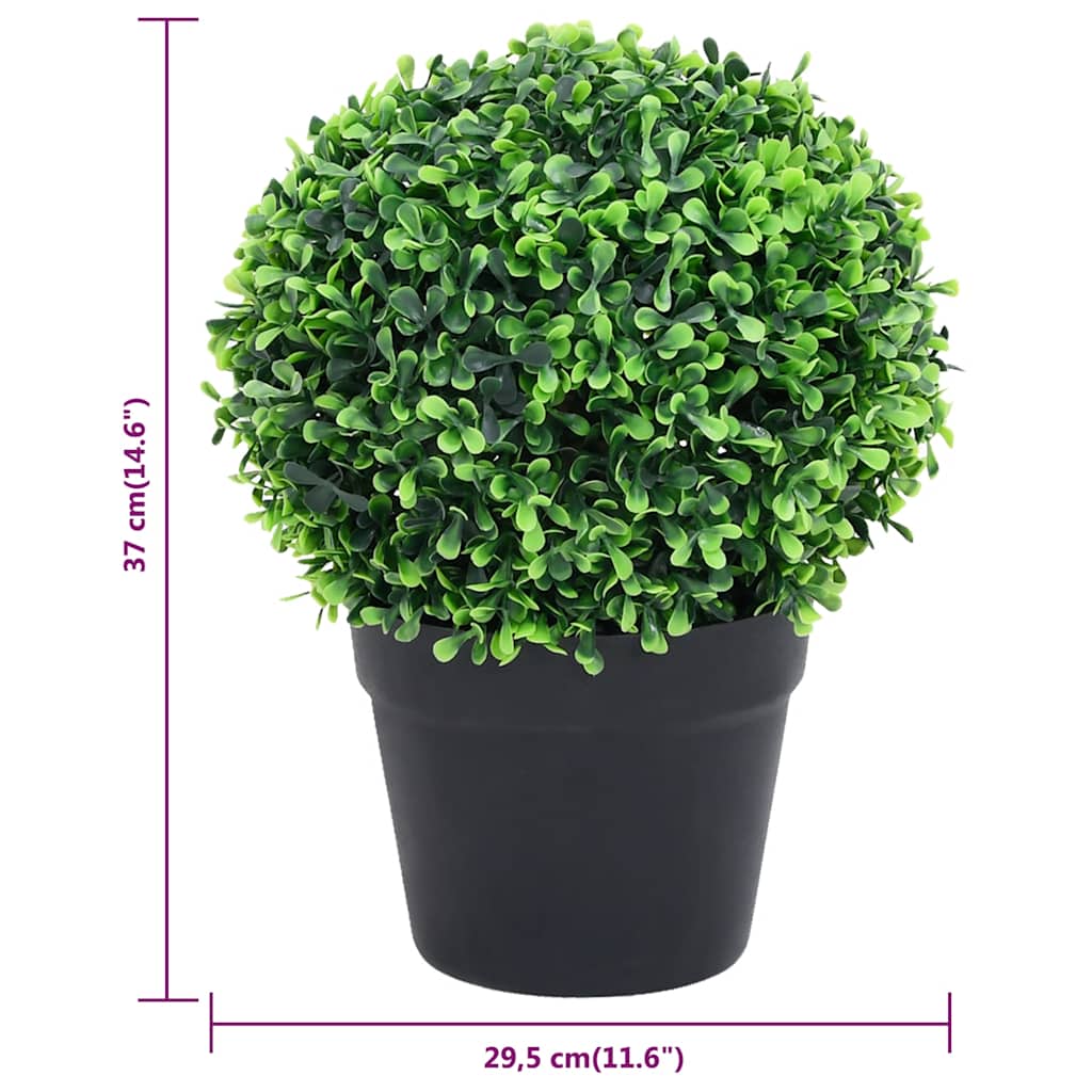 Umjetni šimširi s posudama 2 kom u obliku kugle zeleni 37 cm