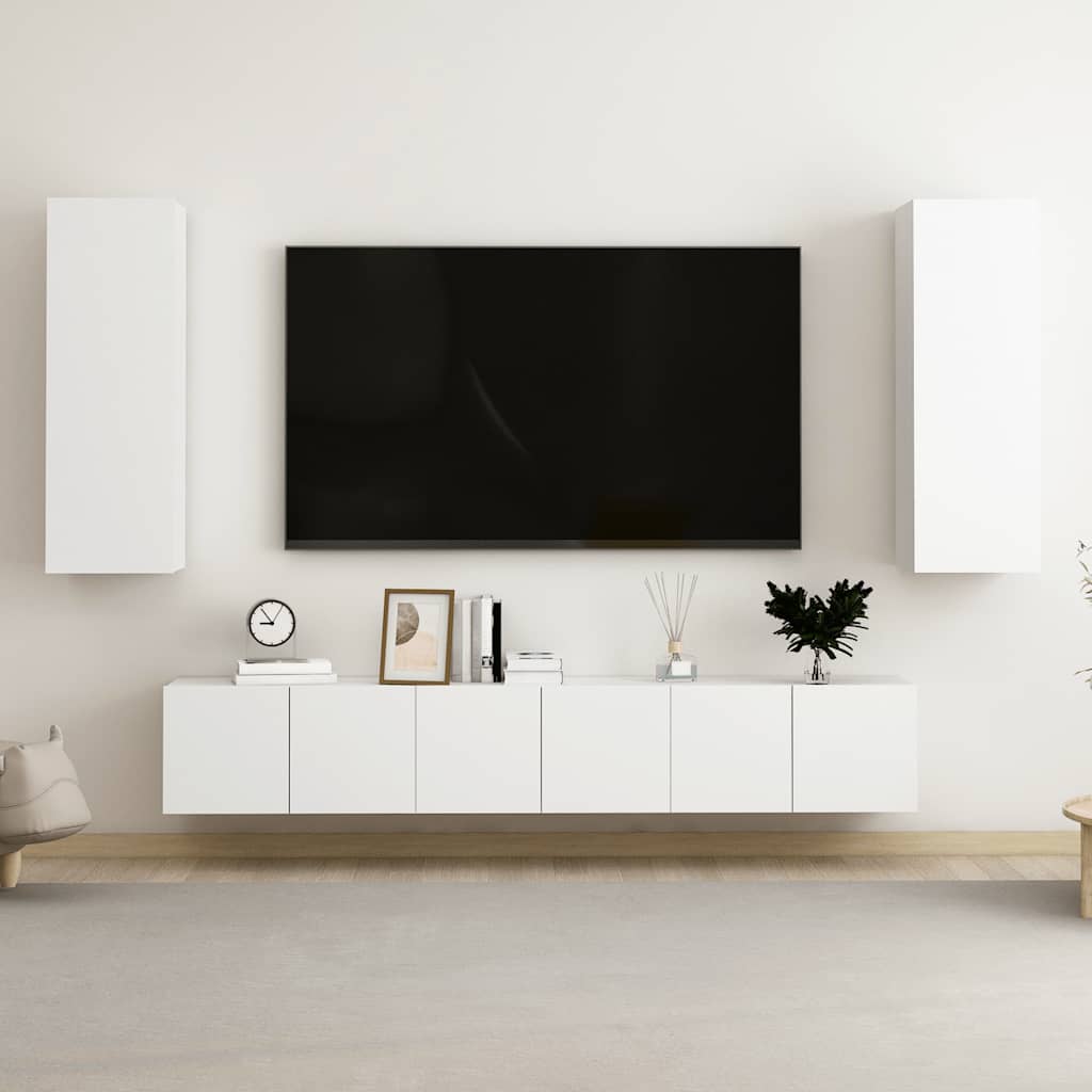 5-dijelni set TV ormarića bijeli od konstruiranog drva