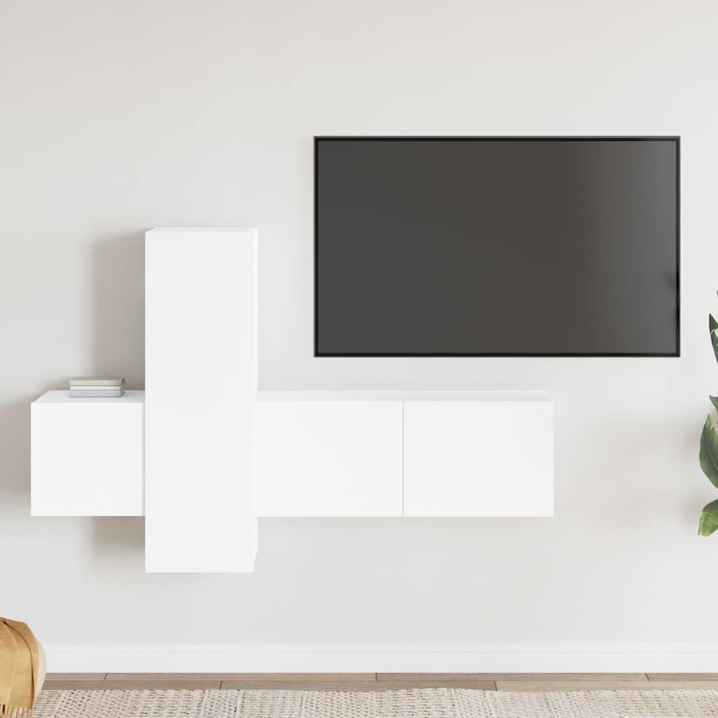 3-dijelni set TV ormarića bijeli od konstruiranog drva