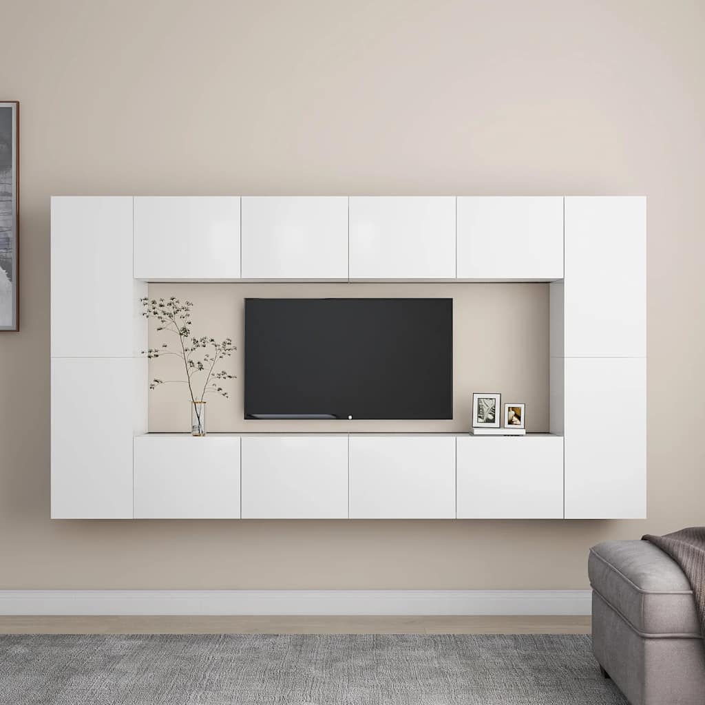 8-dijelni set TV ormarića bijeli od konstruiranog drva