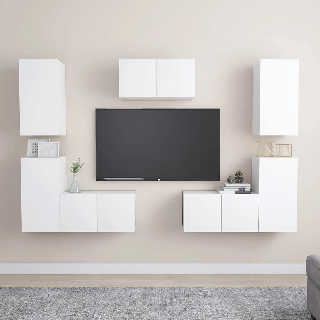 7-dijelni set TV ormarića bijeli od konstruiranog drva