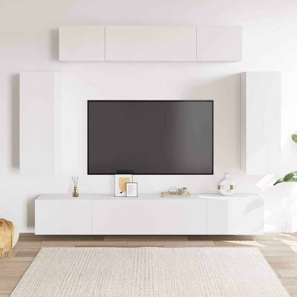 6-dijelni set TV ormarića bijeli od konstruiranog drva