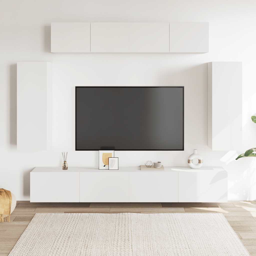 6-dijelni set TV ormarića bijeli od konstruiranog drva